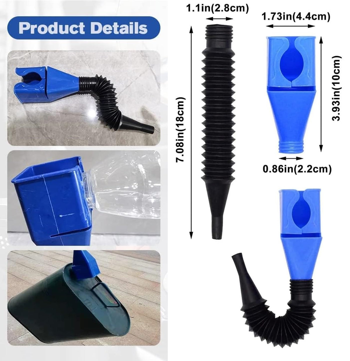 2 PCS Retractable Auto Flexible Draining Tool Snap Funnel