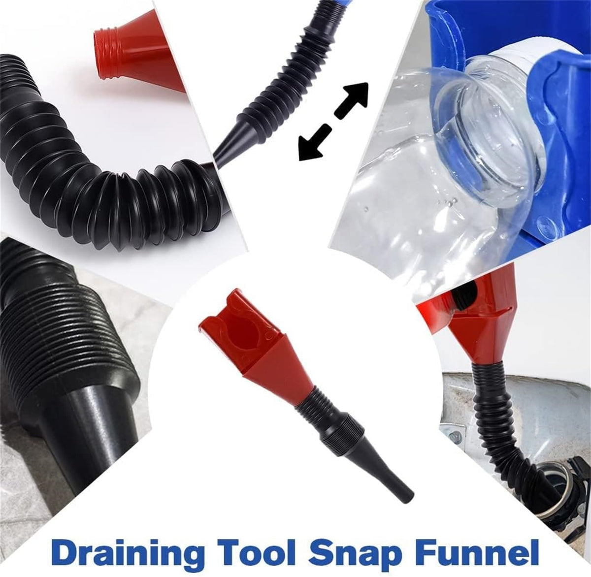 2 PCS Retractable Auto Flexible Draining Tool Snap Funnel