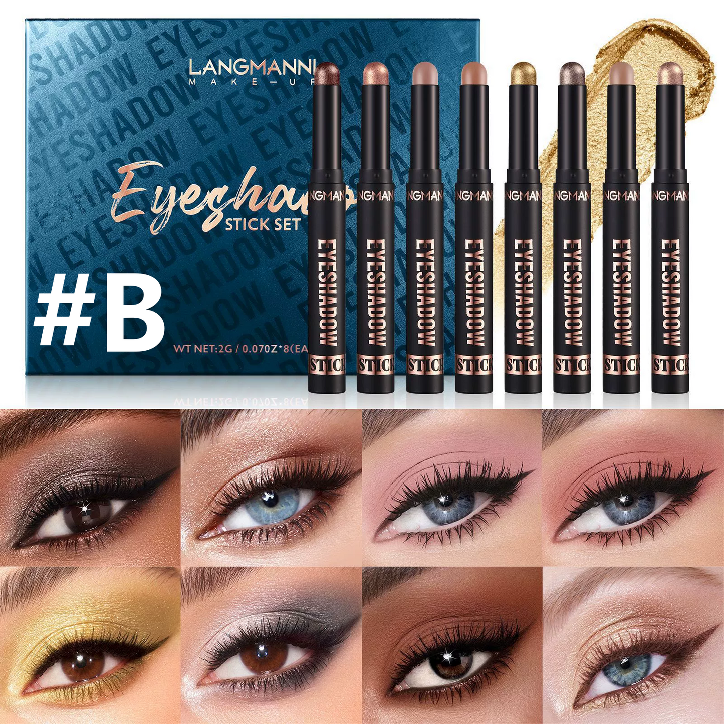 8PCS Eyeshadow Stick Soft Creamy Matte Shimmer Eye Shadow Pencil