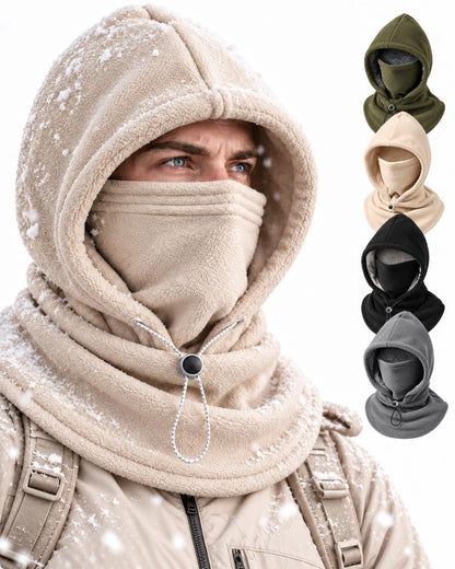 Winter Fleece Double Layer Balaclava Hood ,One-Piece 3-in-1 Warm Mask Hat