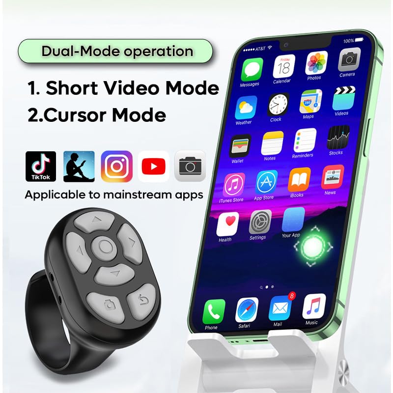 3-in-1 Wireless Mobile Selfie Cell Phone Remote Ring for iPhone iPad iOS Android