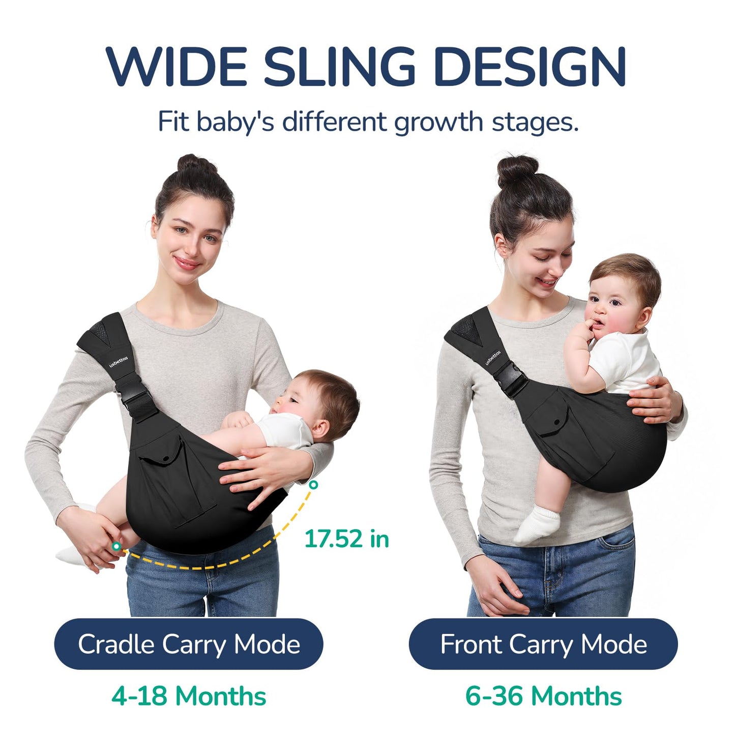 Baby Sling Carrier Toddler Sling Carrier Newborn to Toddler 6-40 lbs