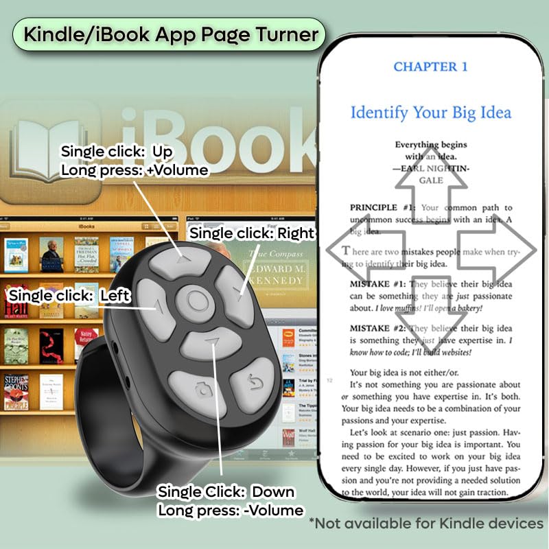3-in-1 Wireless Mobile Selfie Cell Phone Remote Ring for iPhone iPad iOS Android