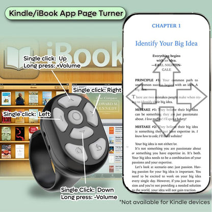 3-in-1 Wireless Mobile Selfie Cell Phone Remote Ring for iPhone iPad iOS Android