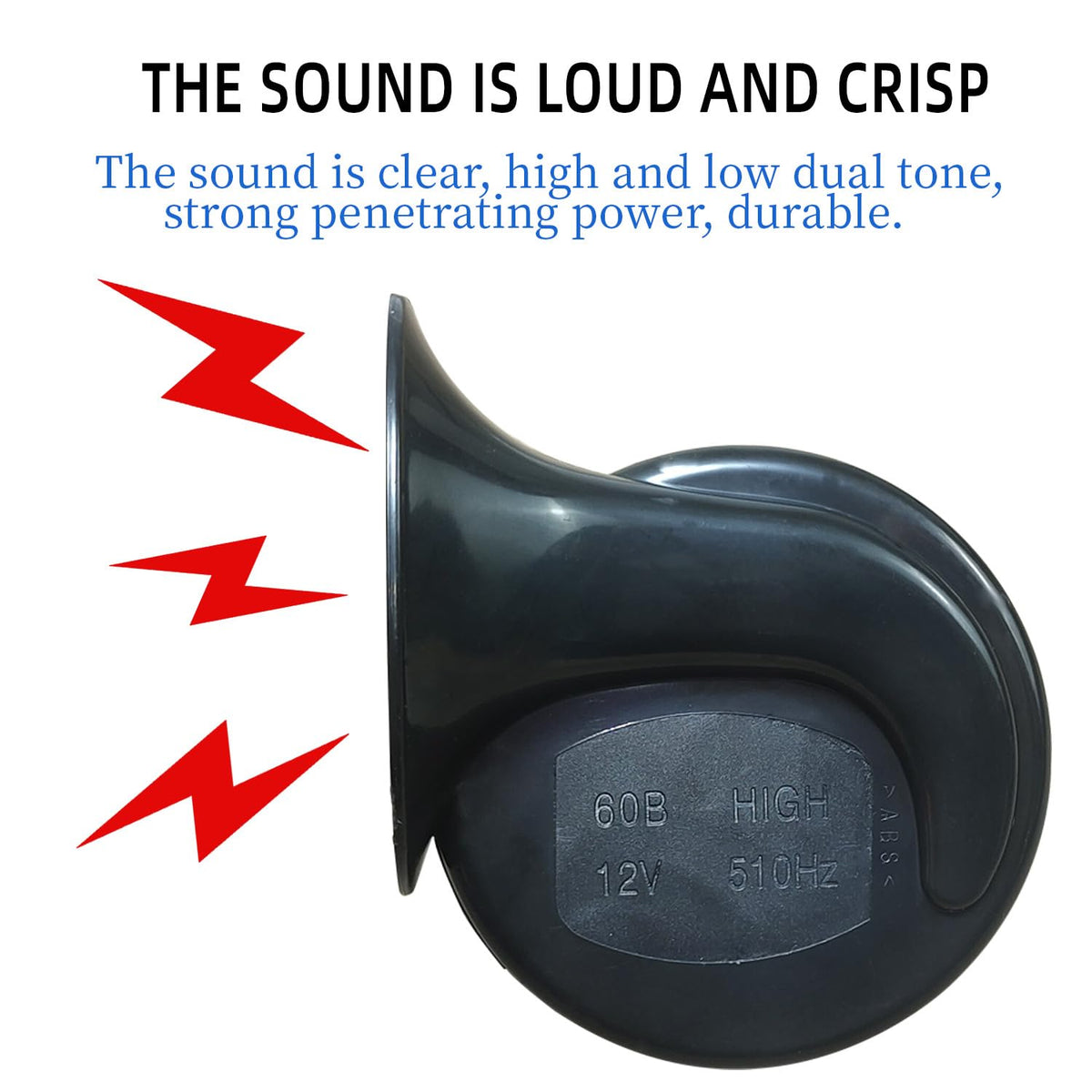 300DB Super Loud Train Horns，12V Loud Dual-Tone Waterproof Electric Snail Horn Kit