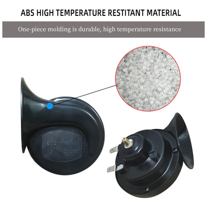300DB Super Loud Train Horns，12V Loud Dual-Tone Waterproof Electric Snail Horn Kit