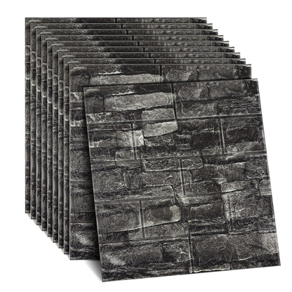 10 Pcs 3D Wall Panels Peel and Stick Foam Faux Stone. Self-Adhesive Wallpaper