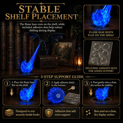 Dragon Bookshelf Nook Light, 3D Printed Fire-Breathing Dragon Decor with Flame Glow