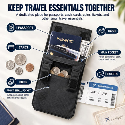 3-in-1 Travel Pocket Passport Holder Slim Wallet, Hidden Anti-theft Belt Pouch