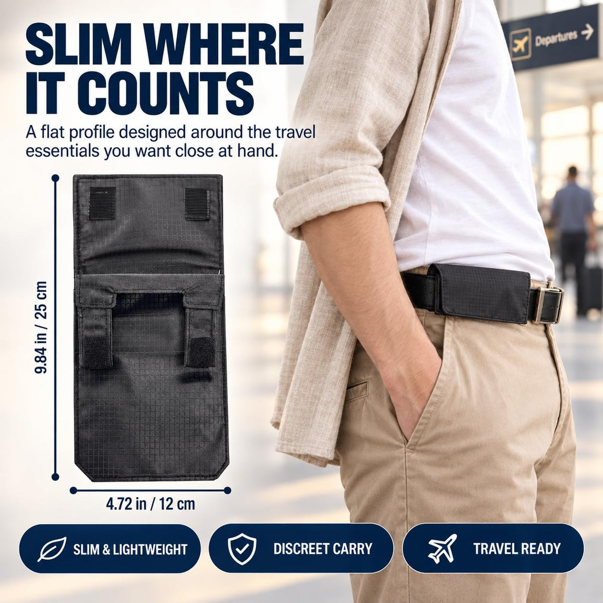 3-in-1 Travel Pocket Passport Holder Slim Wallet, Hidden Anti-theft Belt Pouch