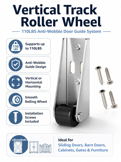 4 Pack Vertical Track Roller Wheel, 110LBS Heavy Duty Load-Bearing Guide Roller