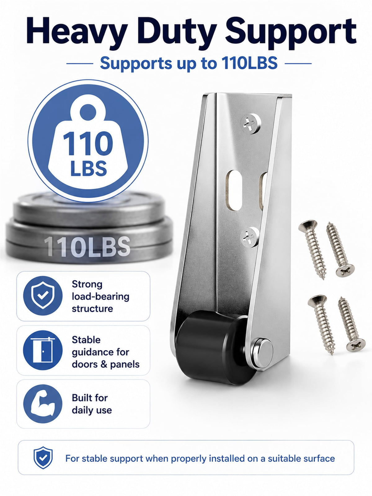 4 Pack Vertical Track Roller Wheel, 110LBS Heavy Duty Load-Bearing Guide Roller