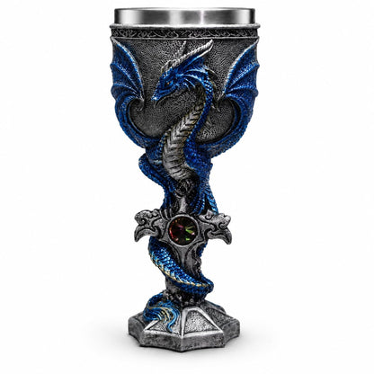 3D Dragon Goblet Wine Glass, 6.8 fl oz Stainless Steel Medieval Gothic Fantasy Stemmed Cup