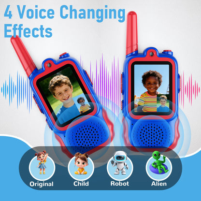 2 Pack Video Walkie Talkies for Kids, Long Range Walkie-Talkie Toys for Indoor Outdoor Fun