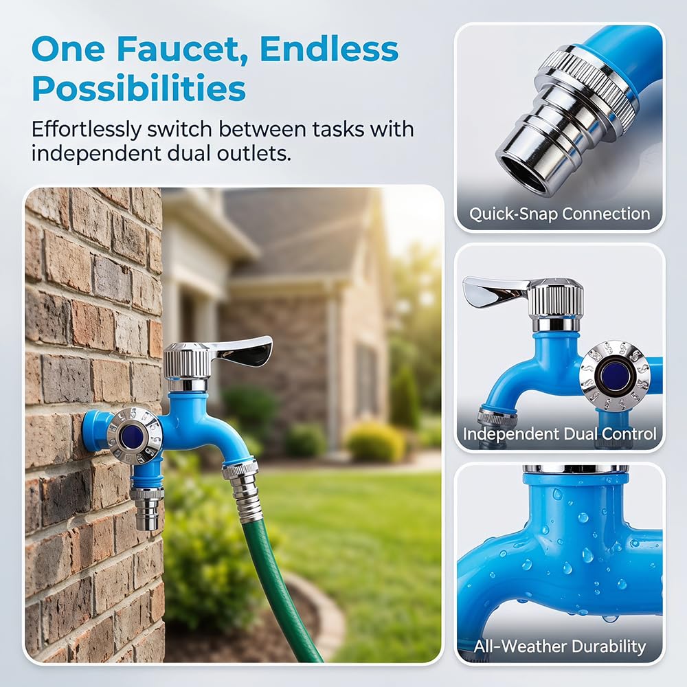 2-in-1 Multi-Functional Water Tap Faucet with Dual Valves