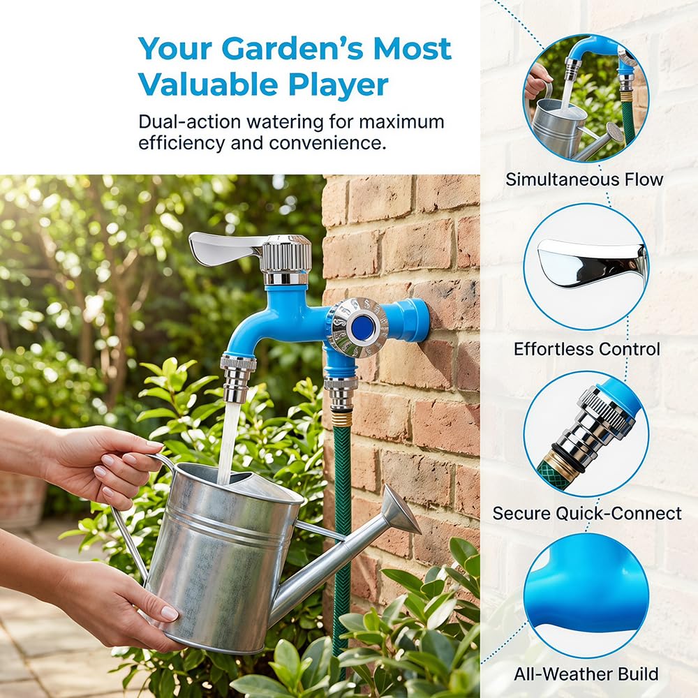 2-in-1 Multi-Functional Water Tap Faucet with Dual Valves