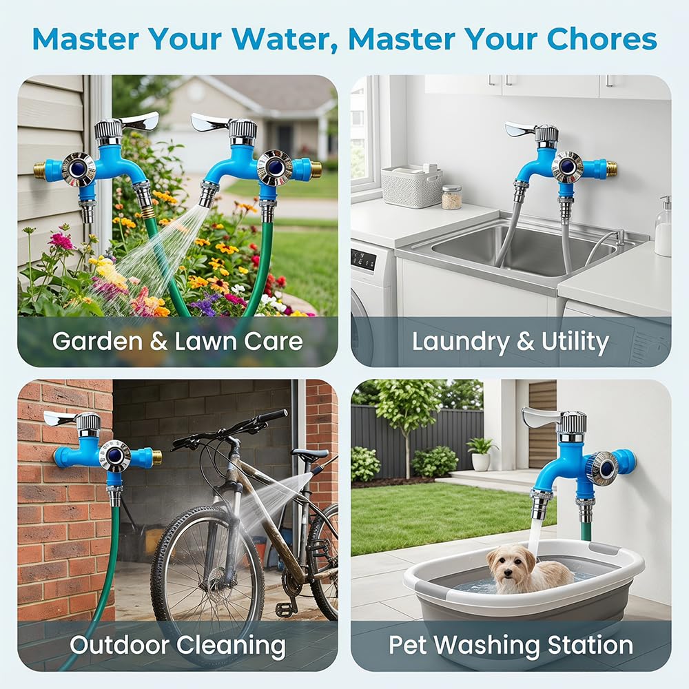 2-in-1 Multi-Functional Water Tap Faucet with Dual Valves
