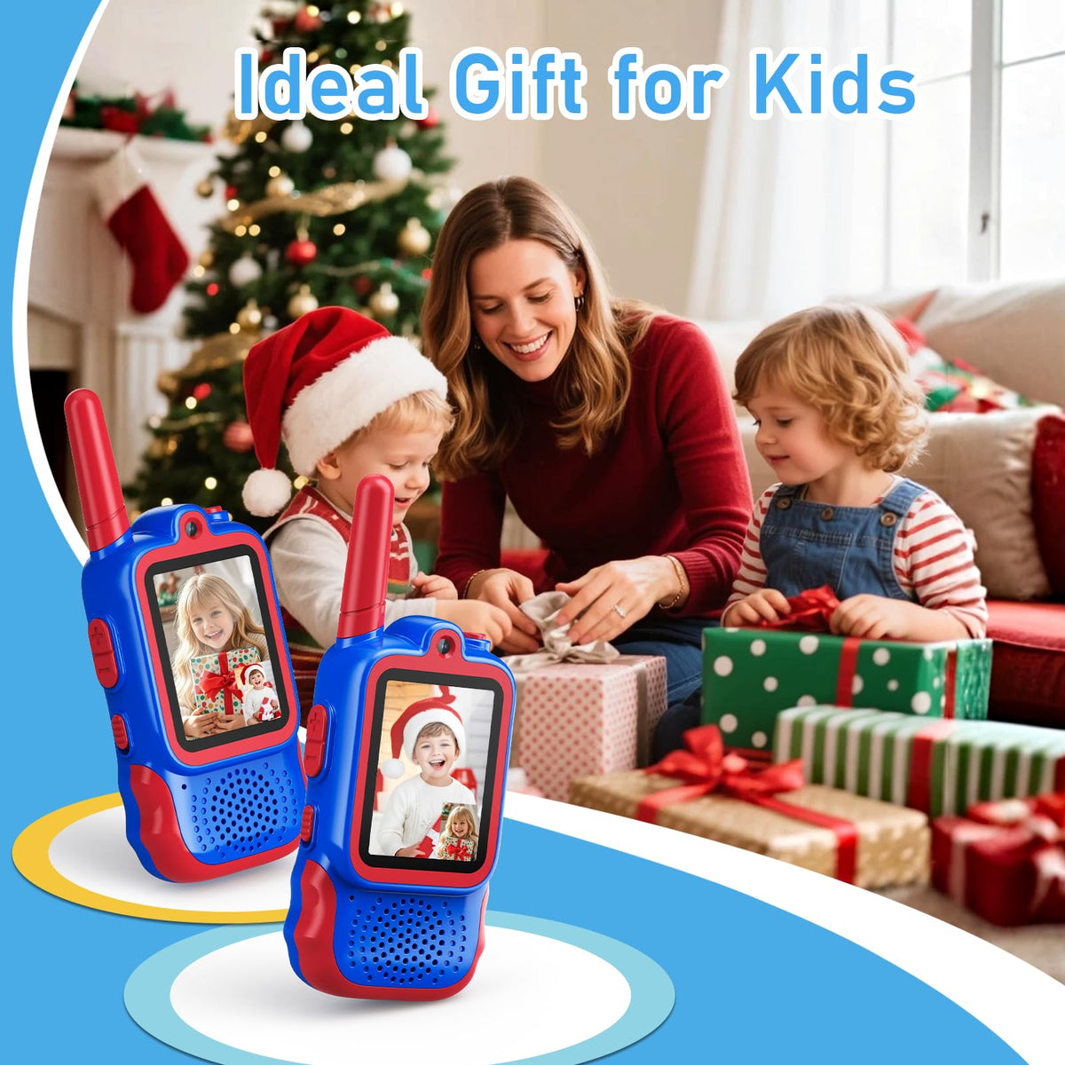 2 Pack Video Walkie Talkies for Kids, Long Range Walkie-Talkie Toys for Indoor Outdoor Fun