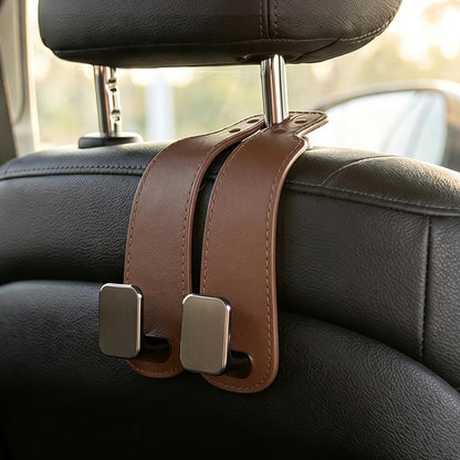 Headrest Hooks for Car, 4 Pack Car Seat Back Organizer Leather Hook