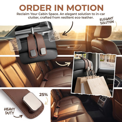 Headrest Hooks for Car, 4 Pack Car Seat Back Organizer Leather Hook