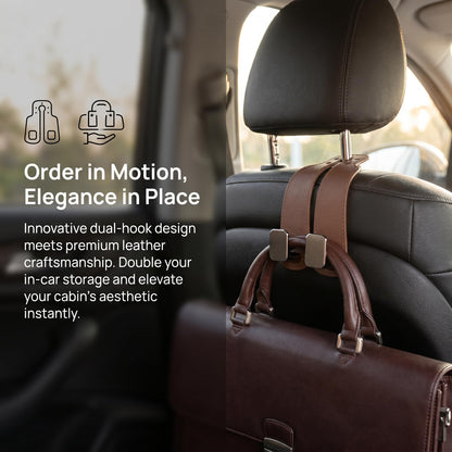 Headrest Hooks for Car, 4 Pack Car Seat Back Organizer Leather Hook
