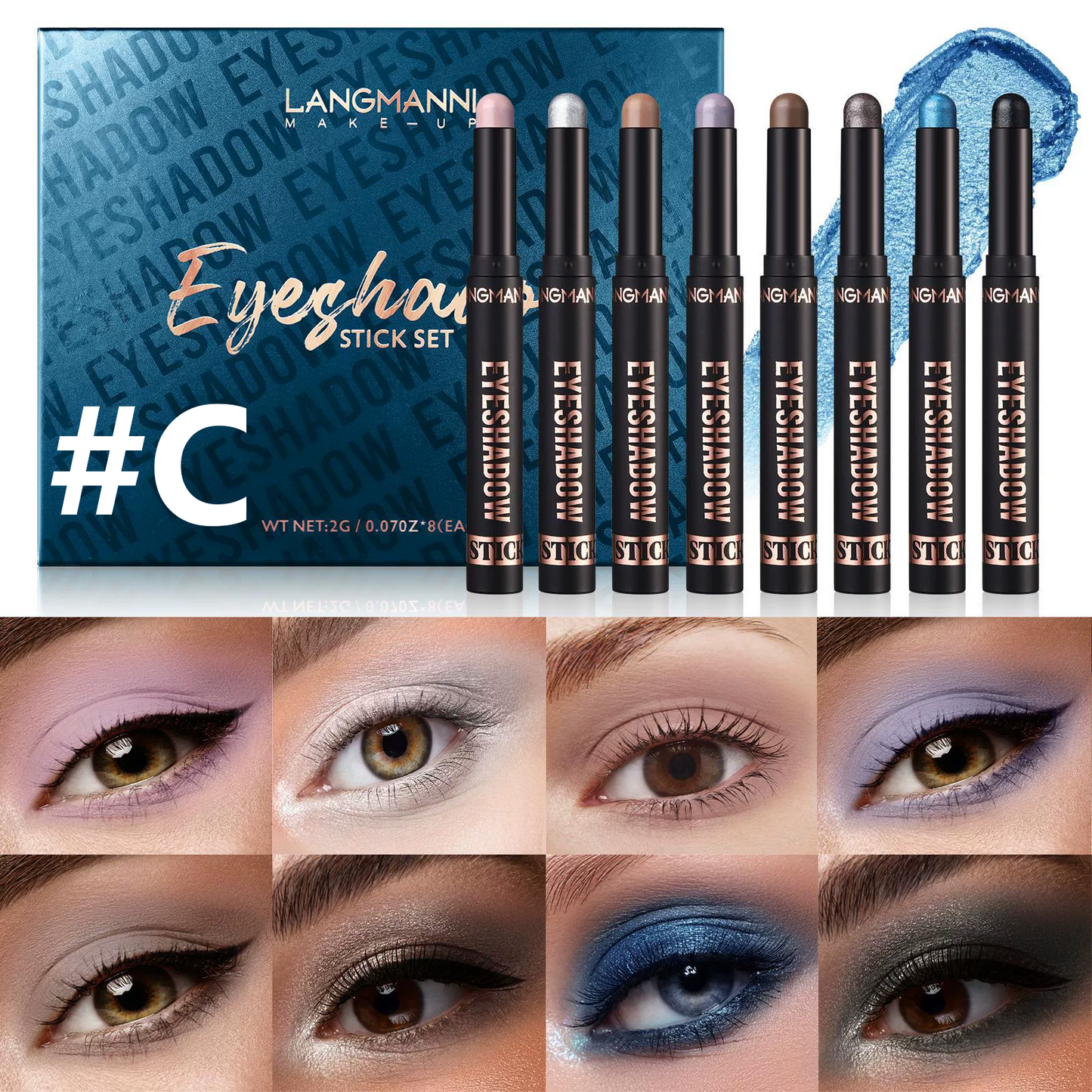 8PCS Eyeshadow Stick Soft Creamy Matte Shimmer Eye Shadow Pencil