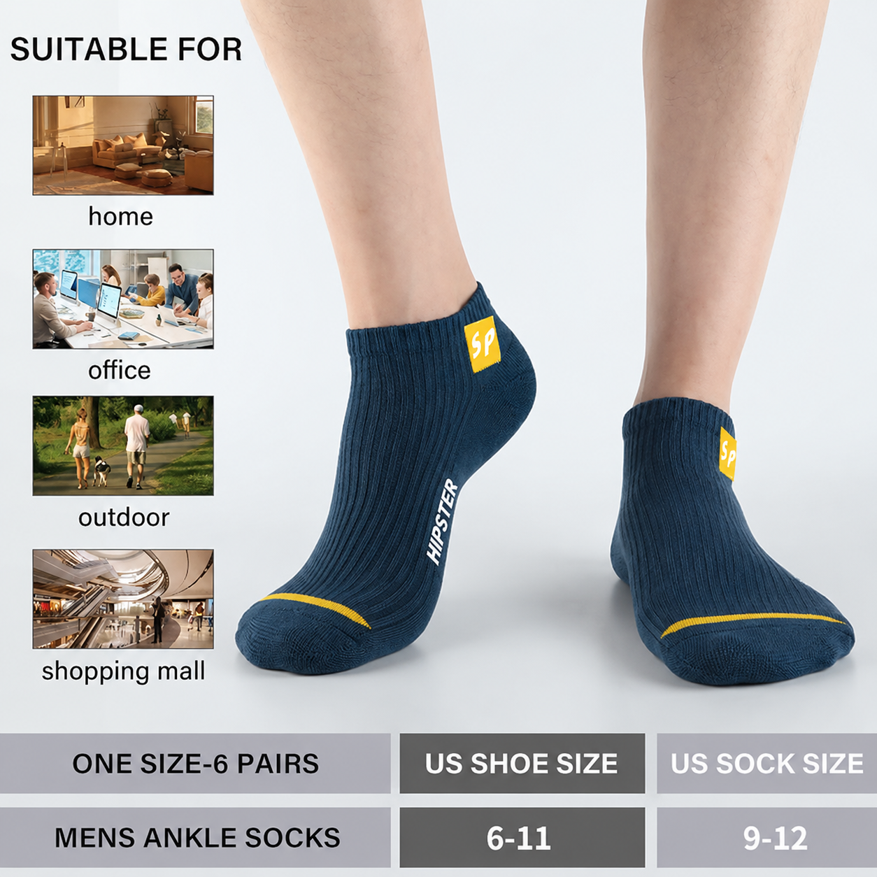 10 Pairs Mens Low Cut Breathable Casual Socks