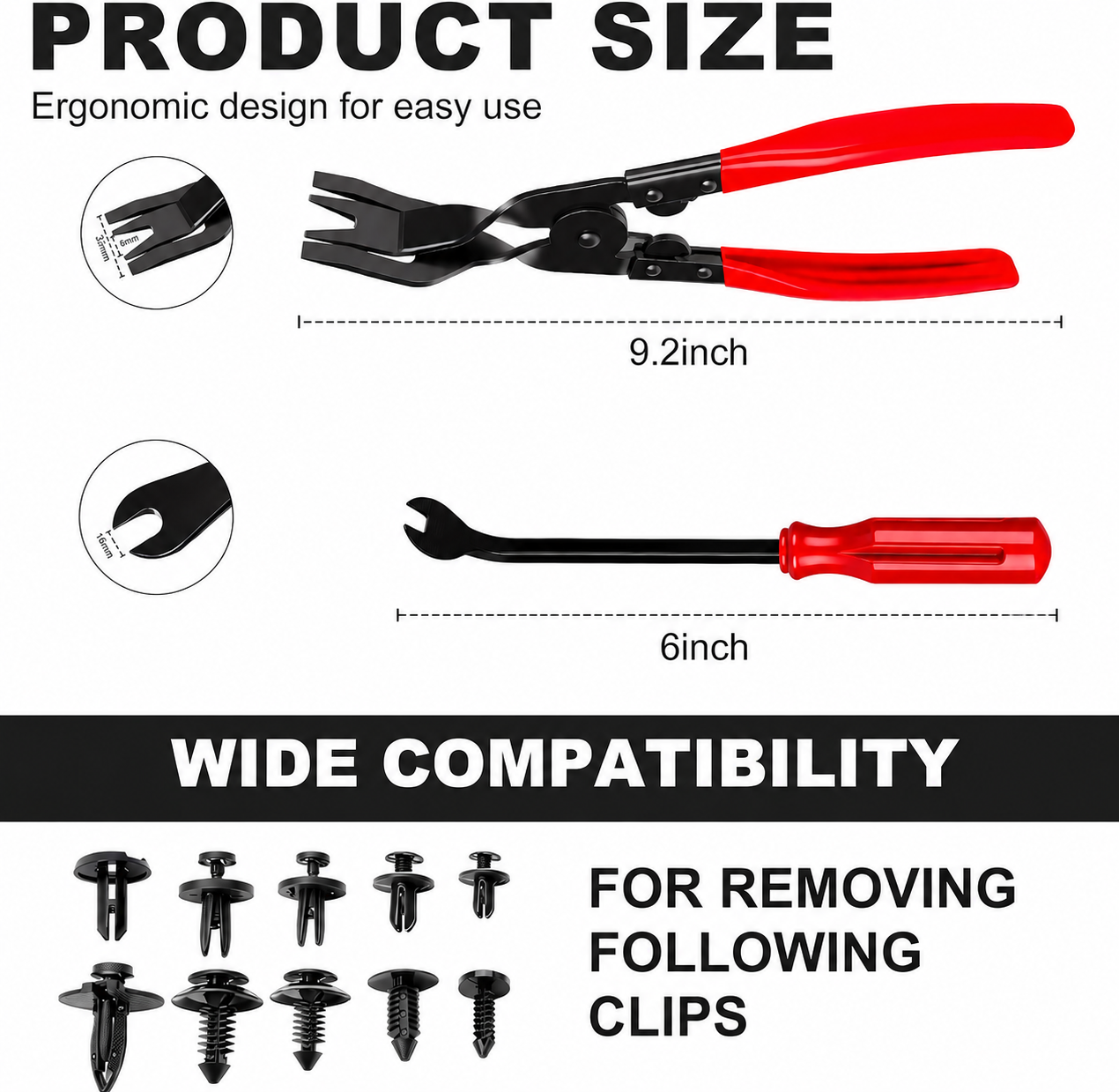 2Pcs Auto Clip Pliers Set and Fastener Remover