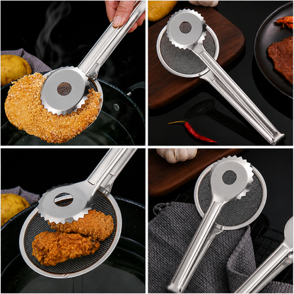 Stainless Steel Food Clip Kitchen Long Oil Filter