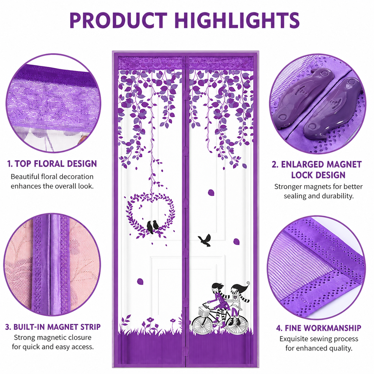 Summer Magnetic Mesh Net Door Curtain-Automatic Closing and anti Mosquit