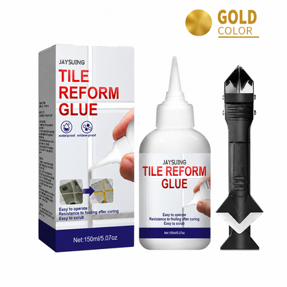 Pre-Mixed Mold-Resistant Glue-Based Tile Adhesive & Tile Grouting Tool Set