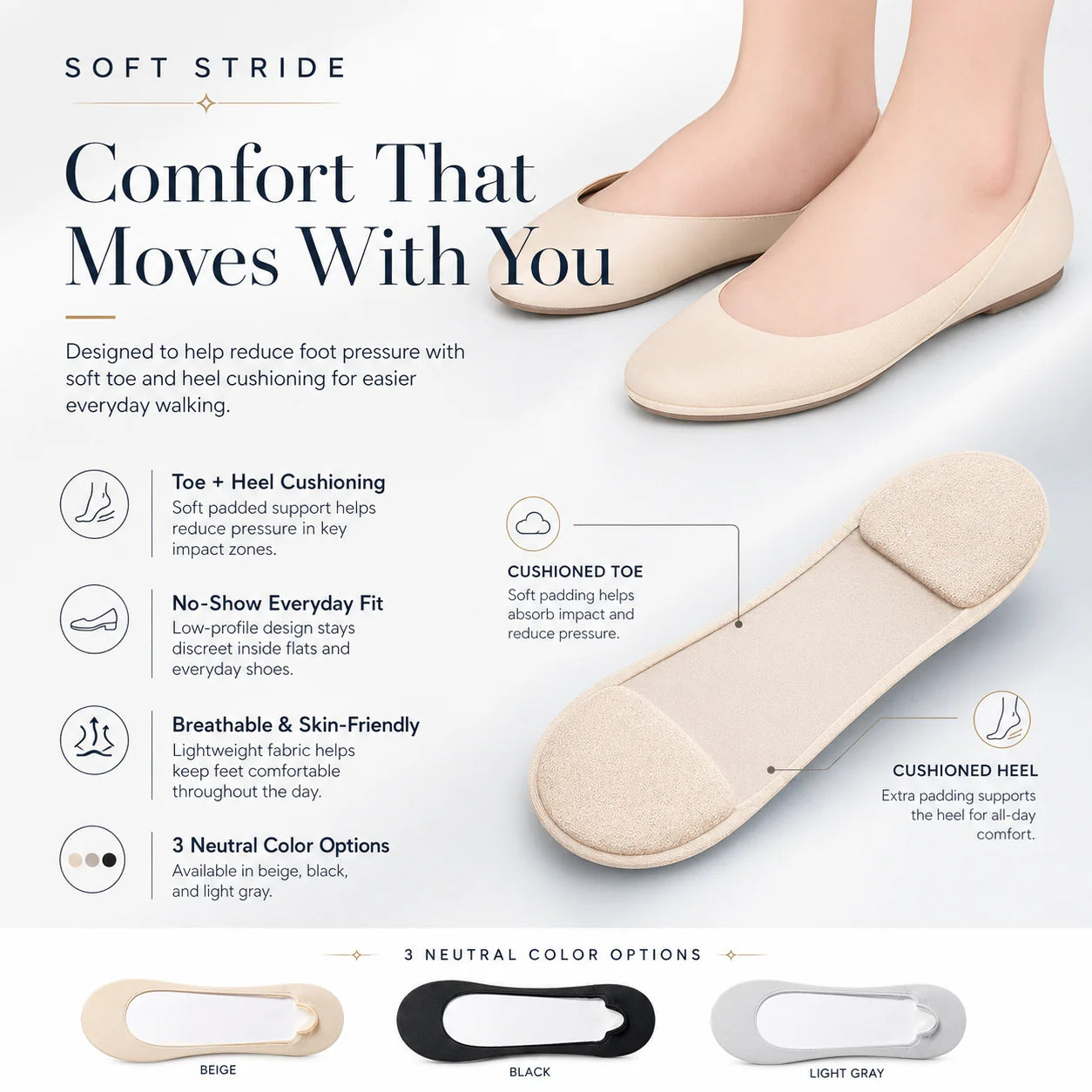 Women Boat Sock Plantar Fasciitis Socks Insoles