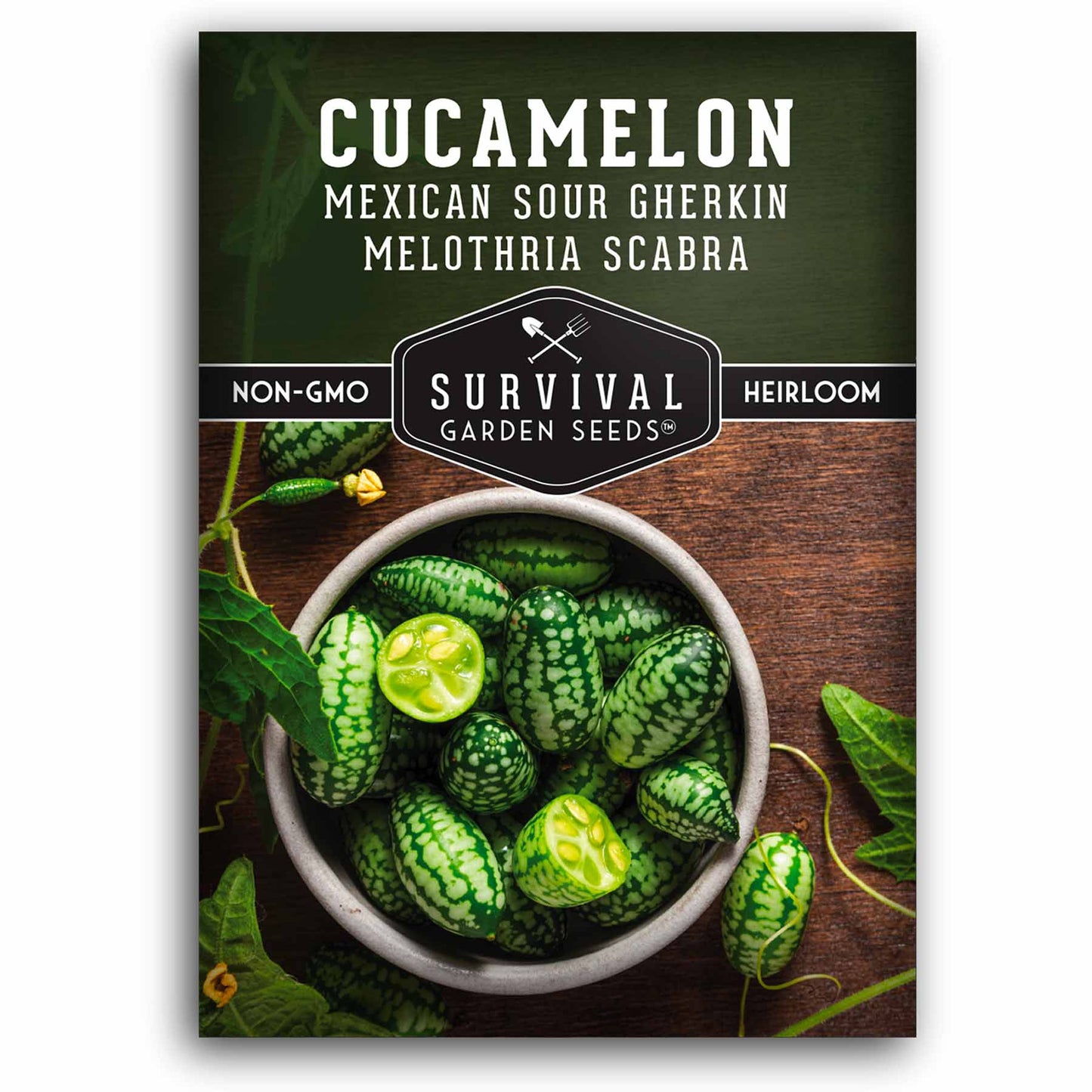 300PCS Cucamelon Seeds – Heirloom Mexican Sour Gherkin, Non-GMO Miniature Watermelon-Look Cucumbers