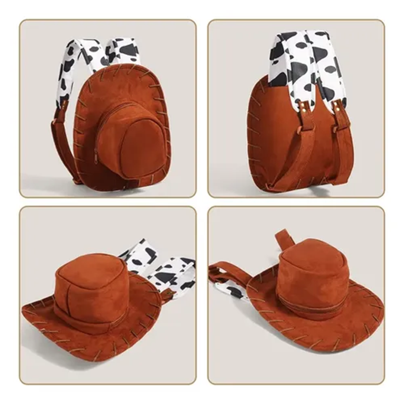 Cartoon Beanie Style Novelty Backpack - Adult Cosplay Cowboy Hat Shape Bag