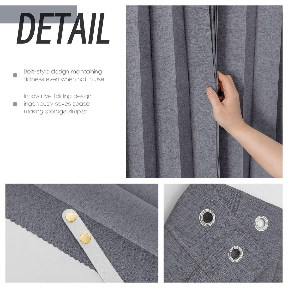 Folding Magnetic Waterproof Shower Curtain with Hooks, Acordion Polyester Shower Curtains for Bathroom