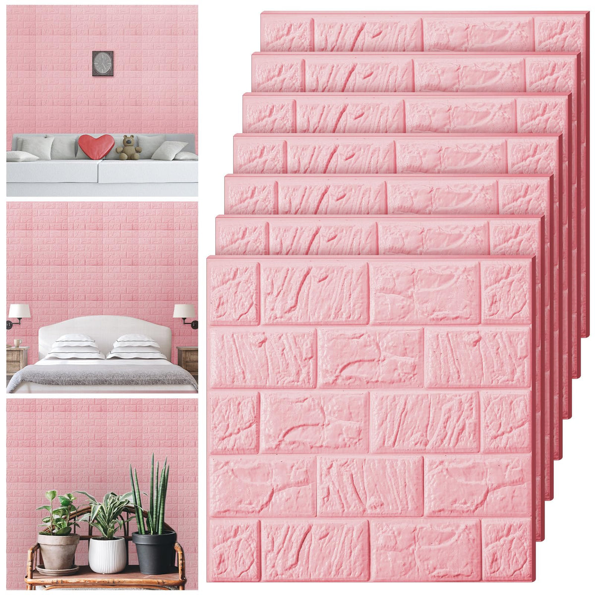 10 Pcs 3D Brick Wall Panels Peel and Stick Tile - Stick on Backsplash Tiles