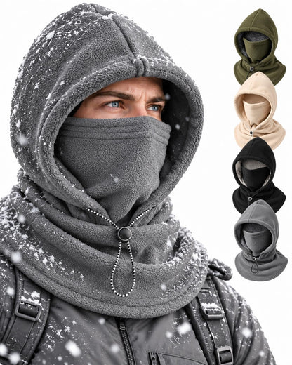 Winter Fleece Double Layer Balaclava Hood ,One-Piece 3-in-1 Warm Mask Hat