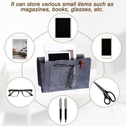 5 Pockets Felt Bedside Storage Organizer, Hanging Caddy for Bedroom Home