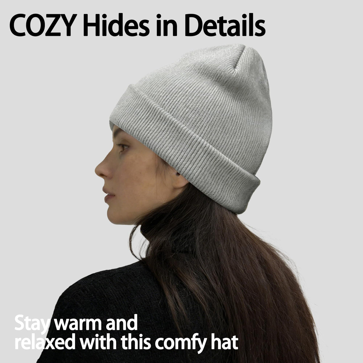 Magnetic Opening Ponytail Beanie Cap for Women Winter Knit Cuffed Hat
