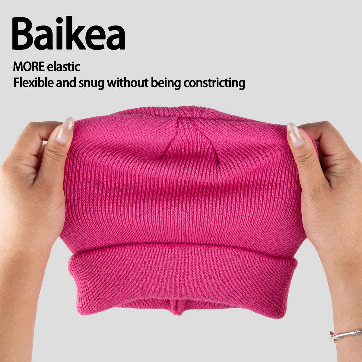 Magnetic Opening Ponytail Beanie Cap for Women Winter Knit Cuffed Hat