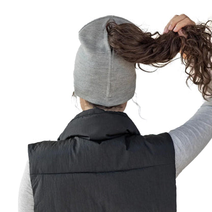 Magnetic Opening Ponytail Beanie Cap for Women Winter Knit Cuffed Hat