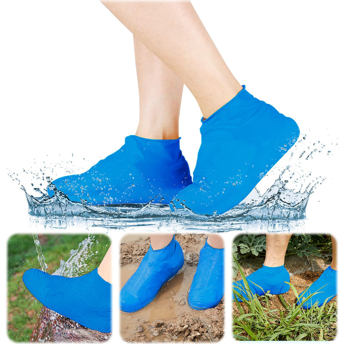 Thickened Non-Slip Waterproof Shoe Covers, Overshoes Silicone Rubber Rain Shoe Protectors