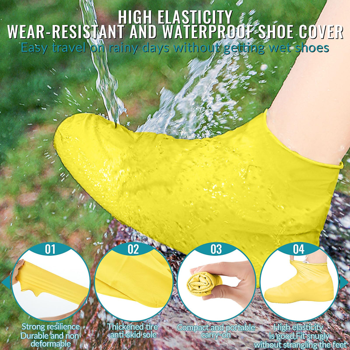 Thickened Non-Slip Waterproof Shoe Covers, Overshoes Silicone Rubber Rain Shoe Protectors