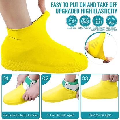 Thickened Non-Slip Waterproof Shoe Covers, Overshoes Silicone Rubber Rain Shoe Protectors