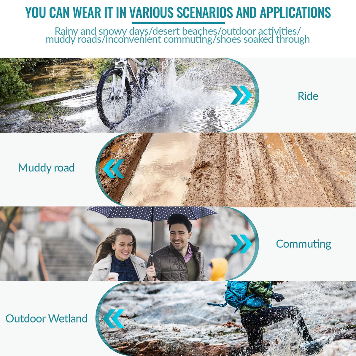 Thickened Non-Slip Waterproof Shoe Covers, Overshoes Silicone Rubber Rain Shoe Protectors