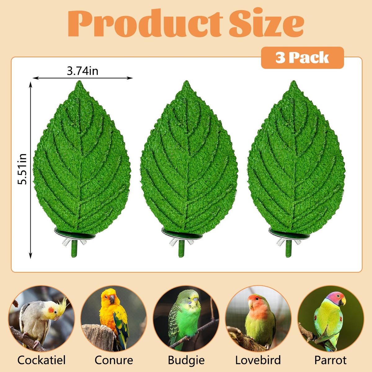 2 Pcs Parrot Perch Resin Bird Beak Grinding Stone, Leaf Shape Perch Stand Foot Clawing Trimmer