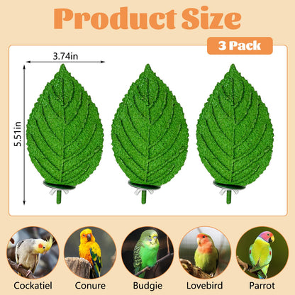 2 Pcs Parrot Perch Resin Bird Beak Grinding Stone, Leaf Shape Perch Stand Foot Clawing Trimmer