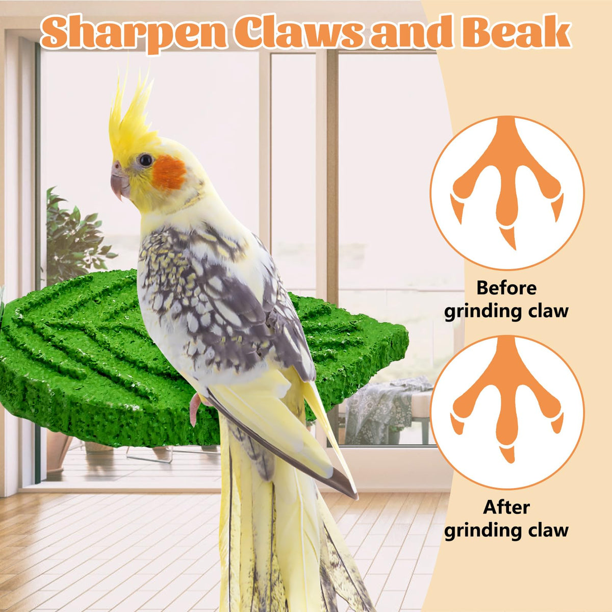 2 Pcs Parrot Perch Resin Bird Beak Grinding Stone, Leaf Shape Perch Stand Foot Clawing Trimmer