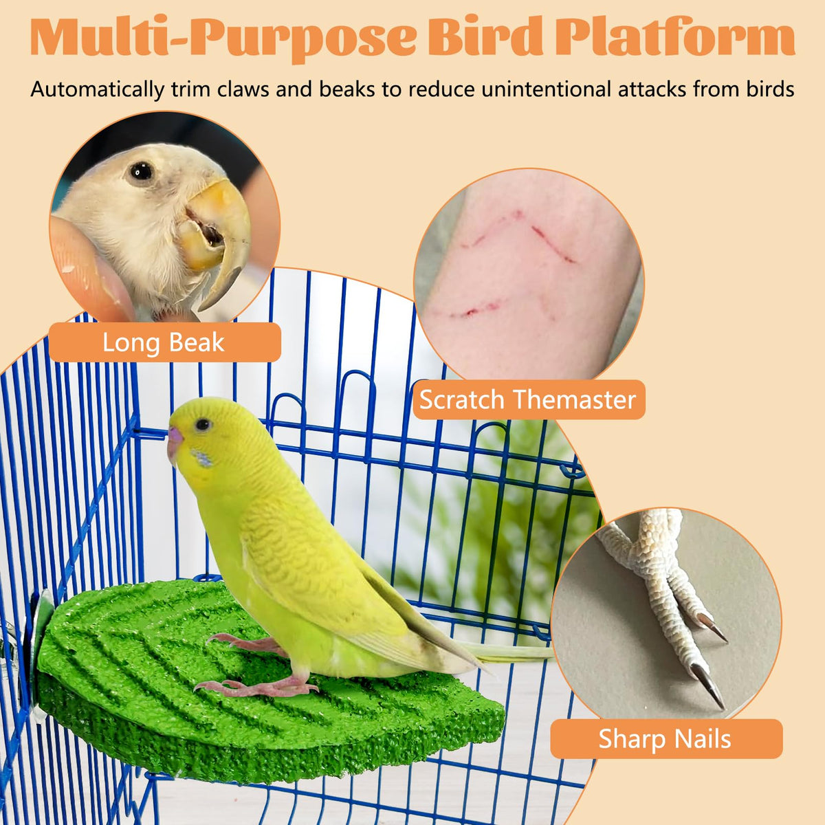 2 Pcs Parrot Perch Resin Bird Beak Grinding Stone, Leaf Shape Perch Stand Foot Clawing Trimmer