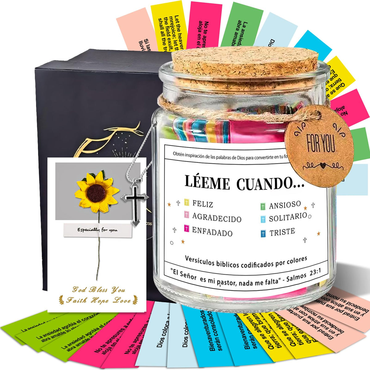 96 Pcs hand-selected Read Me When Bible Verses Jar for Daily Encouragement,Daily Inspiration for Faith and Reflection,Christian Gifts